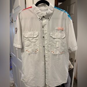 Magellan Whataburger Fishing Shirt Gear American Flag Button Down Shirt Size M